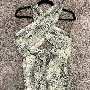 Snake Skin White and Green Print Tie Dress. Sexy, GNO, date night, Best offer!